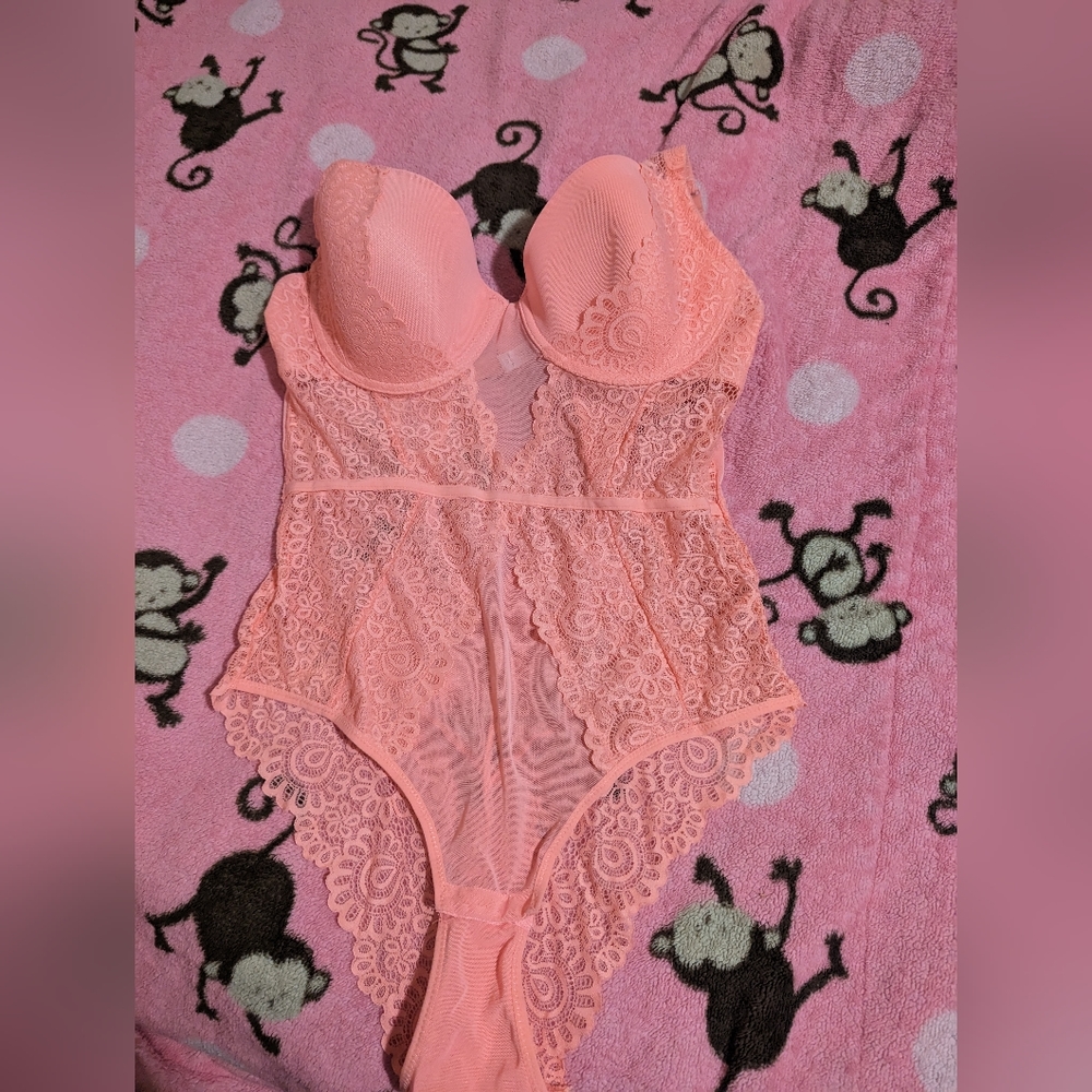 Pink lingerie bodysuit